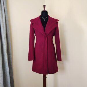 Burgundy Wool Blend MOSSIMO Snap Button Pea Coat - M
